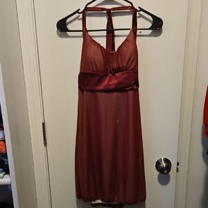 Elegant Burgundy Halter Mini Dress